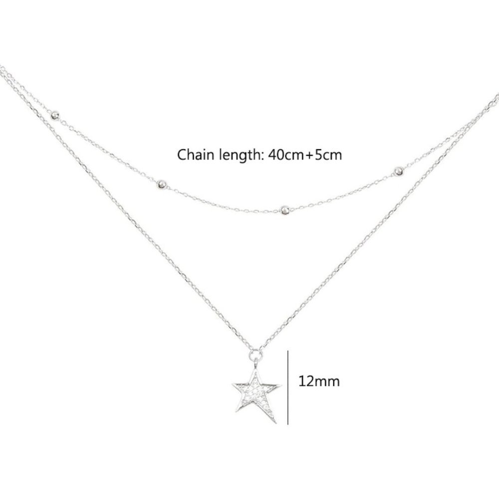 NEW 925 Sterling Silver Diamond Star Necklace V - Picture 8 of 8